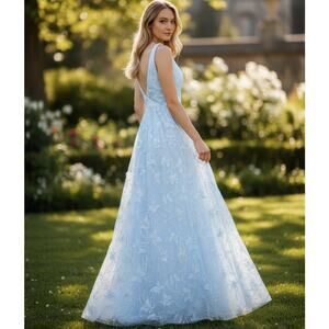 NEW JOVANI Dress Size 12 Butterflies Beaded Ball Gown Prom Princess Formal Dance